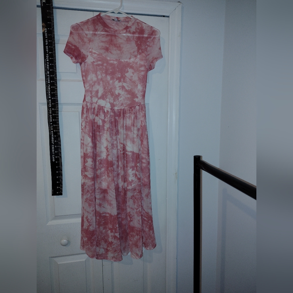 Pink Tie-Dye Short Sleeve Dress Maxi Small Full Length New 🆕 - Picture 9 of 11